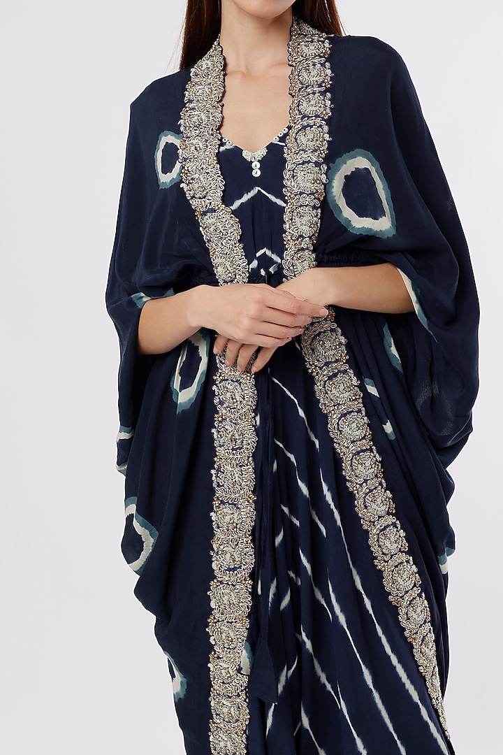 Blue Printed Jumpsuit by Nupur Kanoi at Pernia's Pop Up Shop