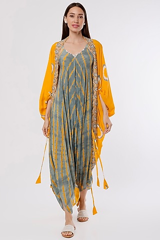 Grey & Mustard Printed Jumpsuit by Nupur Kanoi