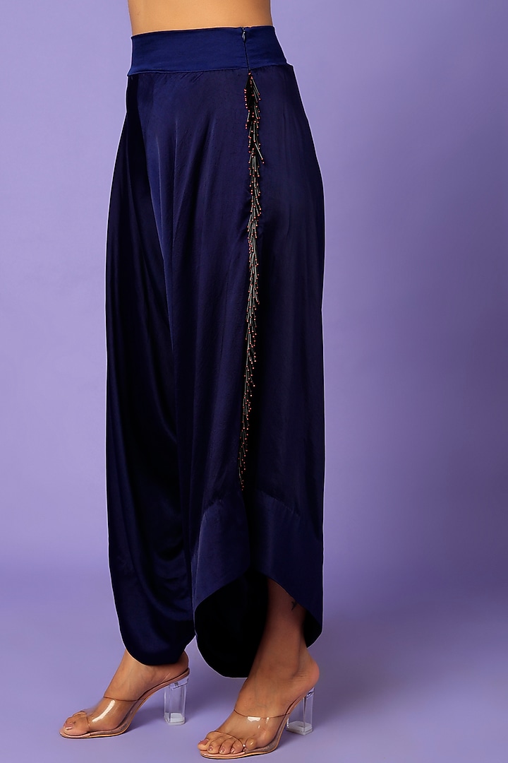 Blue Bemberg Silk Pant Set by Nupur Kanoi at Pernia's Pop Up Shop