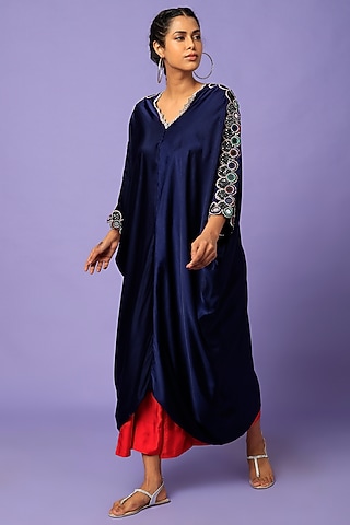 Blue Embroidered Kurta Set by Nupur Kanoi