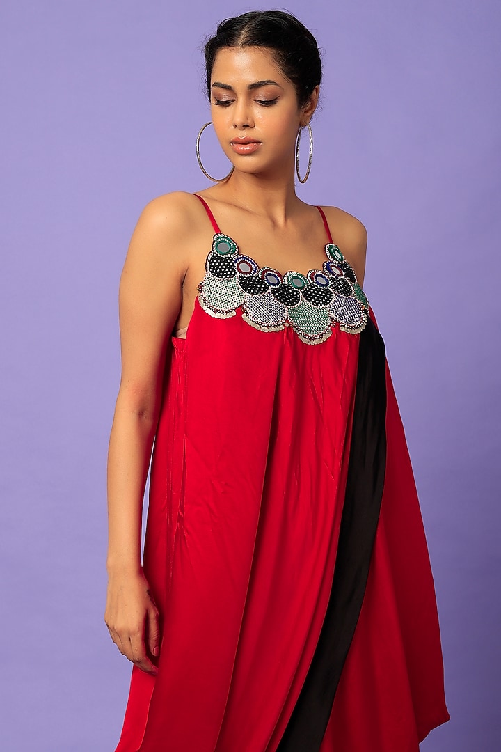 Red Crepe Jumpsuit by Nupur Kanoi at Pernia's Pop Up Shop