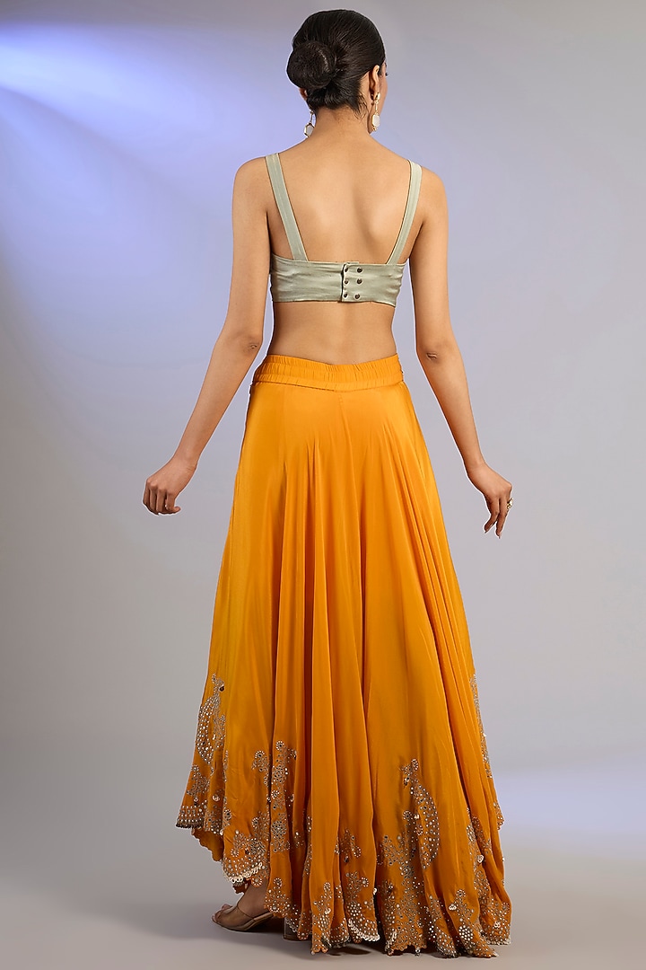 Orange Silk & Crepe Hand Embroidered Bridal Sharara Set by Nupur Kanoi at Pernia's Pop Up Shop