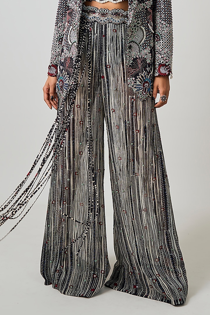 Black Crepe Hand Embroidered Blazer Set by Nupur Kanoi at Pernia's Pop Up Shop