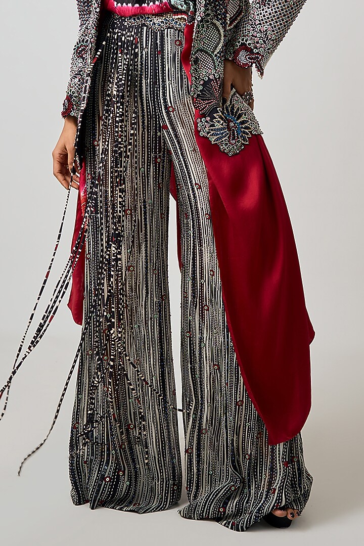 Black Crepe Hand Embroidered Blazer Set by Nupur Kanoi at Pernia's Pop Up Shop