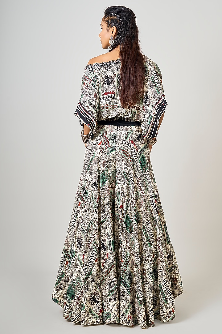 Off-White Crepe Printed & Hand Embroidered Co-Ord Set by Nupur Kanoi at Pernia's Pop Up Shop
