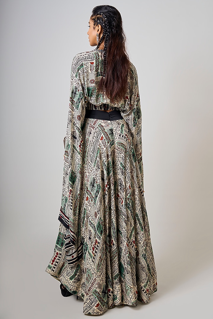 Off-White Crepe Printed & Hand Embroidered Co-Ord Set by Nupur Kanoi at Pernia's Pop Up Shop