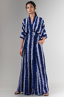 Navy Blue Shibori Kimono Jumpsuit Design by Nupur Kanoi at Pernia's Pop ...