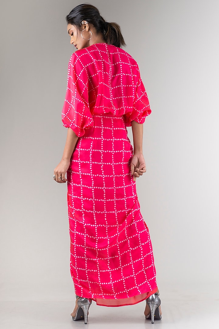 Coral Bandhani Wrap Cocktail Dress by Nupur Kanoi at Pernia's Pop Up Shop