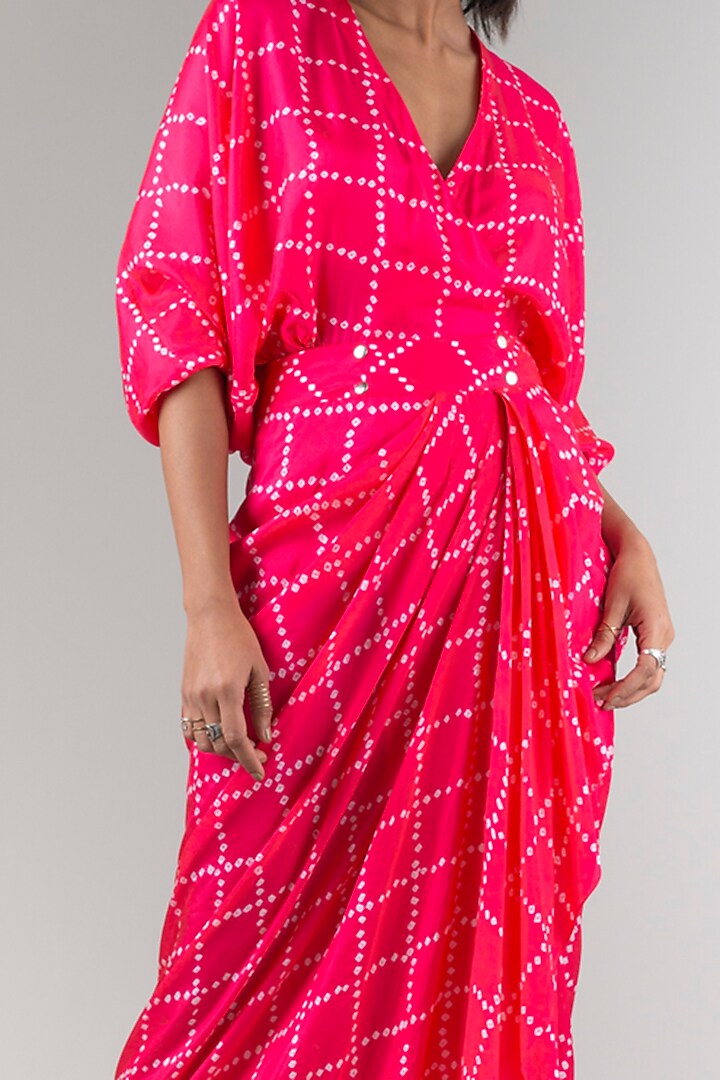 Coral Bandhani Wrap Cocktail Dress by Nupur Kanoi at Pernia's Pop Up Shop