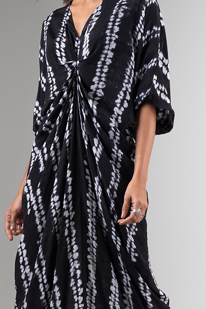 Black Crepe Printed Vacation Dress by Nupur Kanoi at Pernia's Pop Up Shop