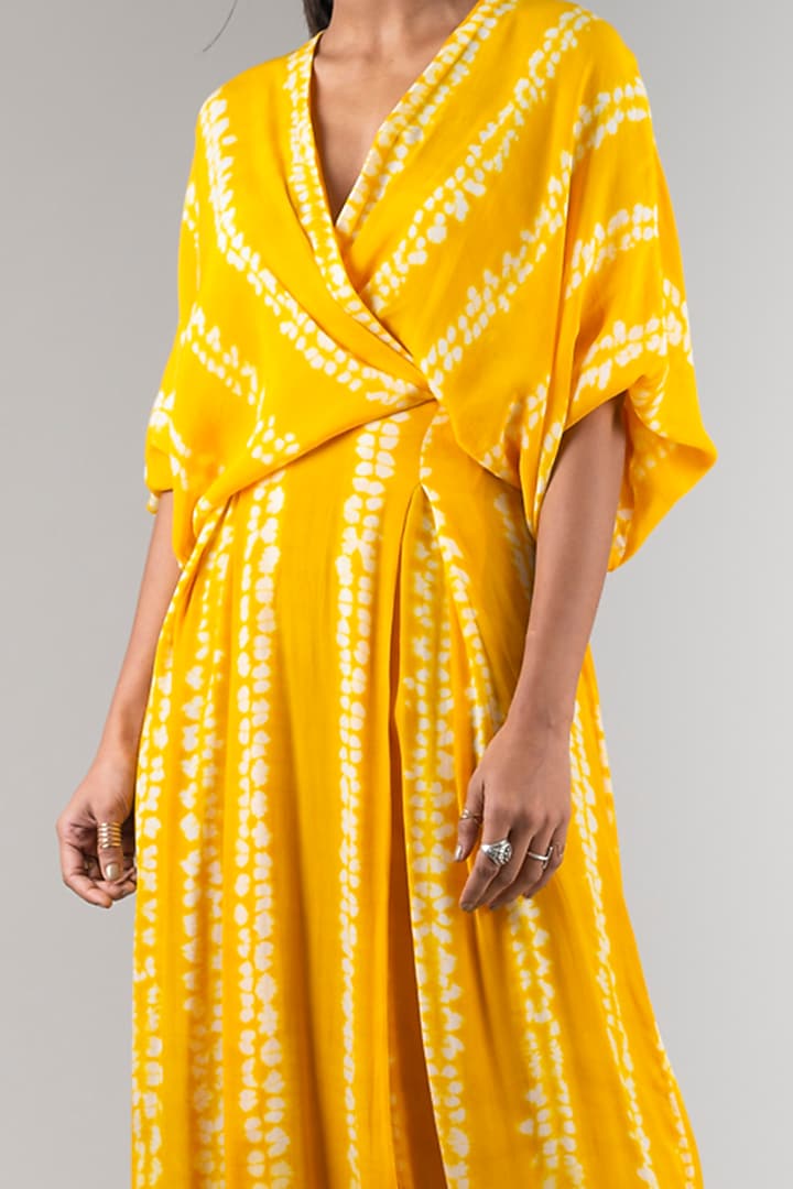 Yellow Shibori Jumpsuit by Nupur Kanoi at Pernia's Pop Up Shop