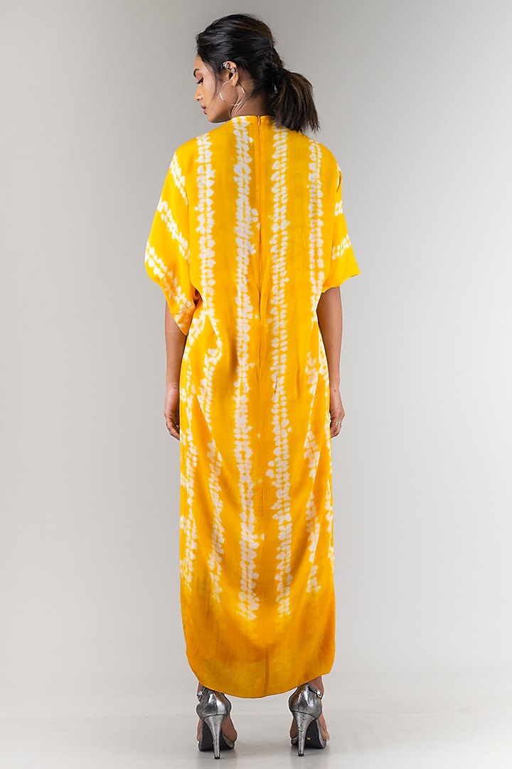 Yellow Crepe Printed Cocktail Dress by Nupur Kanoi at Pernia's Pop Up Shop