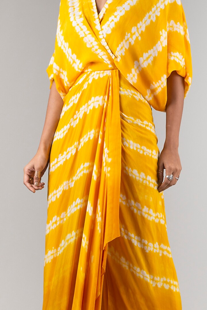Yellow Crepe Printed Cocktail Dress by Nupur Kanoi at Pernia's Pop Up Shop