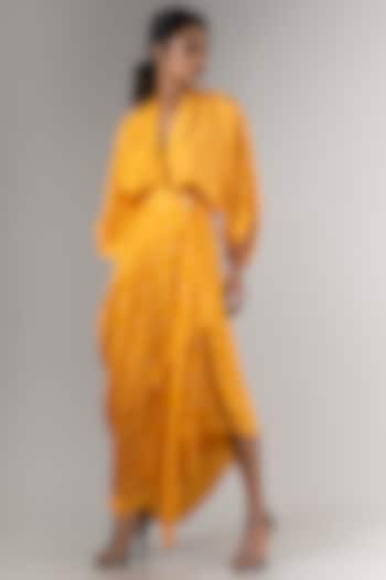Yellow Kaftan Wrap Dress by Nupur Kanoi