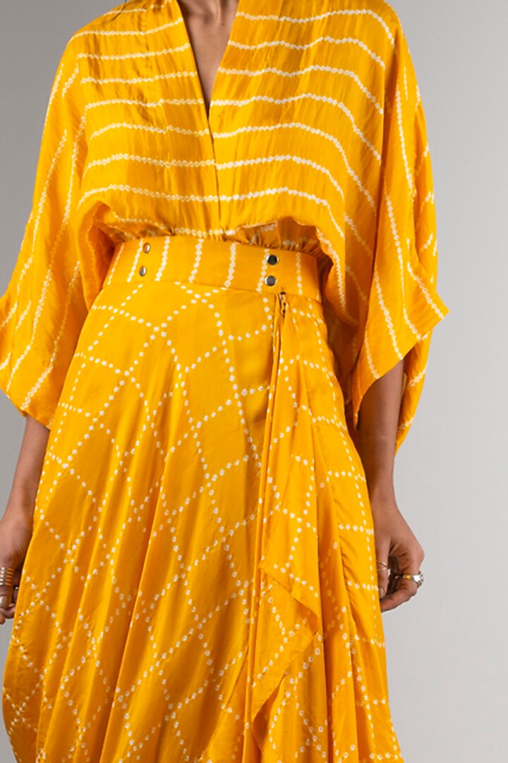 Yellow Kaftan Wrap Cocktail Dress by Nupur Kanoi at Pernia's Pop Up Shop