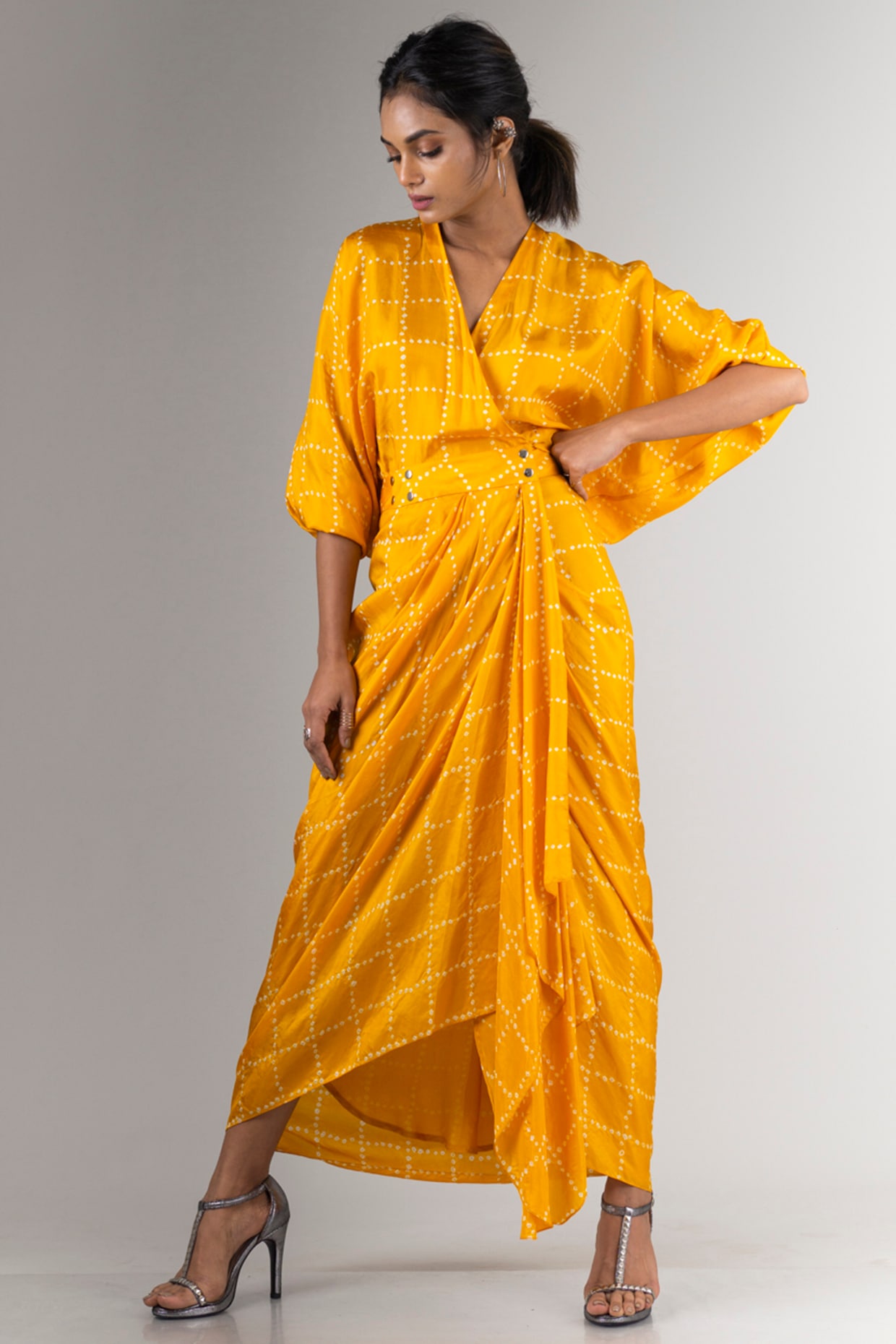 yellow kimono dress