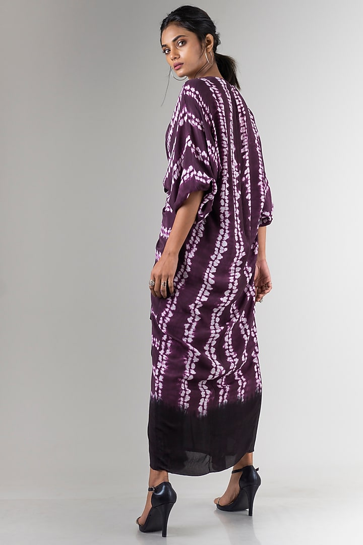 Plum Crepe Printed Cocktail Dress by Nupur Kanoi at Pernia's Pop Up Shop