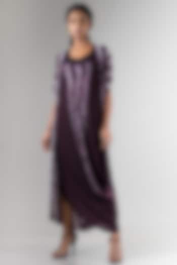Plum Cowl Jacket With Sack Dress by Nupur Kanoi