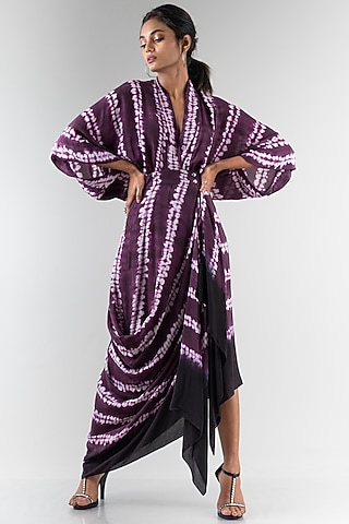 Plum Kaftan Wrap Dress by Nupur Kanoi