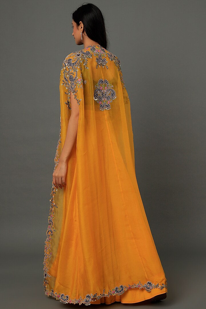 Orange Embroidered Jacket Set by Nupur Kanoi at Pernia's Pop Up Shop