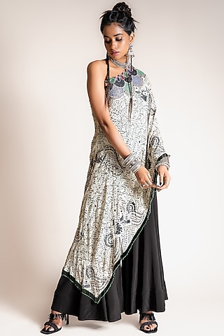 Coconut Crepe Gharara Set by Nupur Kanoi