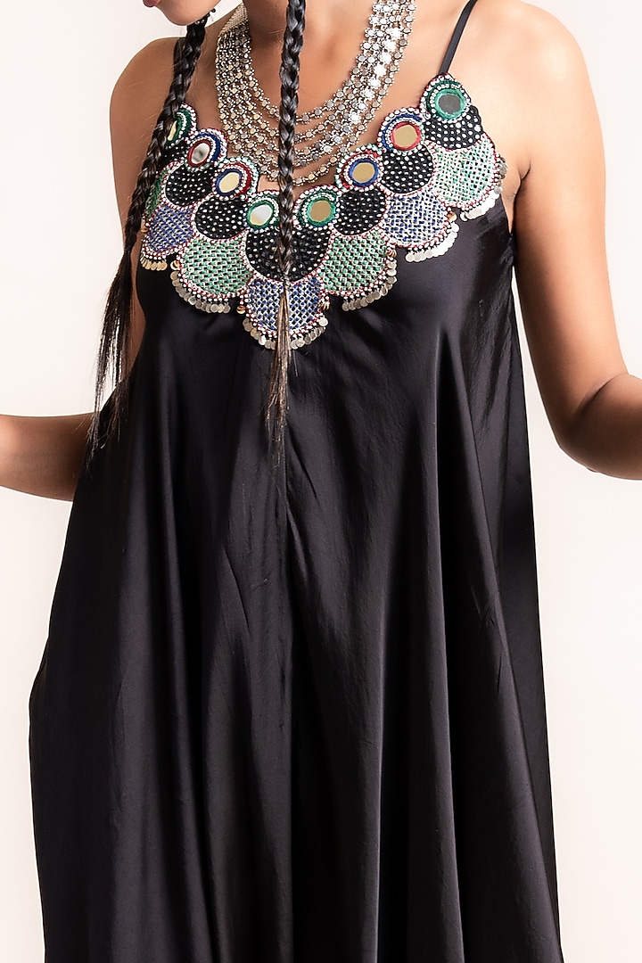 Black Hand Embroidered Jumpsuit by Nupur Kanoi at Pernia's Pop Up Shop