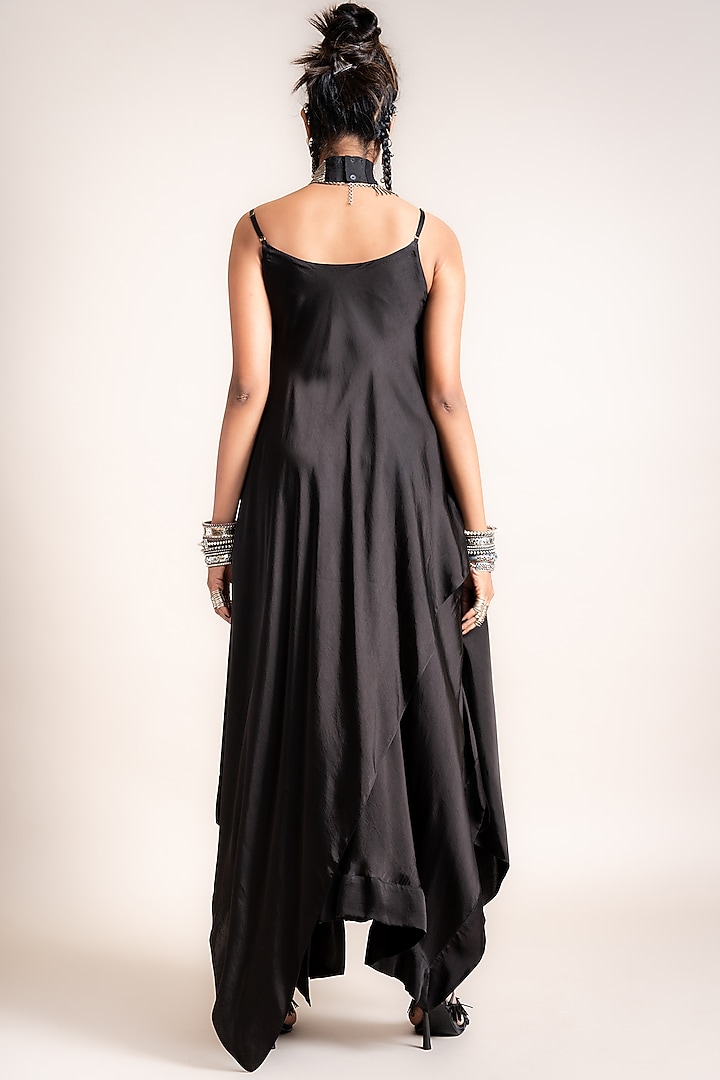 Black Satin Skirt Set by Nupur Kanoi at Pernia's Pop Up Shop
