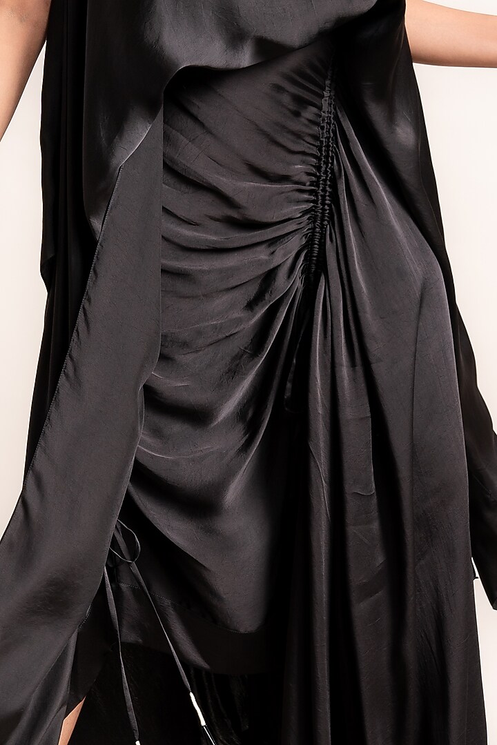 Black Satin Skirt Set by Nupur Kanoi at Pernia's Pop Up Shop