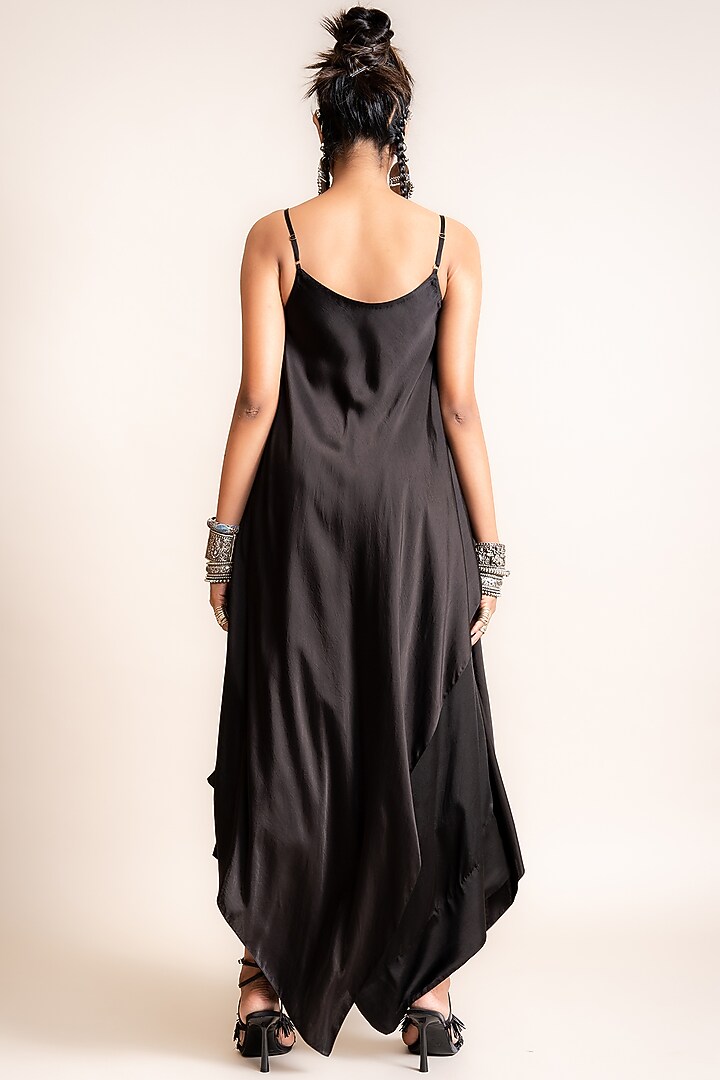 Black Satin Draped Pant Set by Nupur Kanoi at Pernia's Pop Up Shop