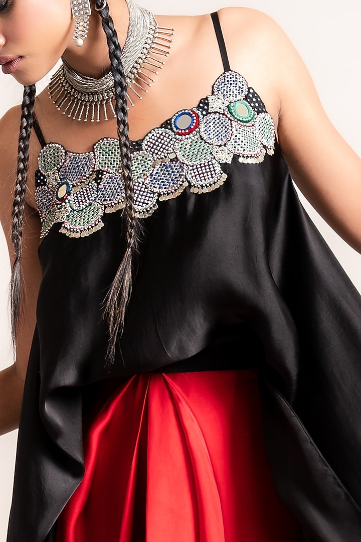 Black Hand Embroidered Co-Ord Set by Nupur Kanoi at Pernia's Pop Up Shop