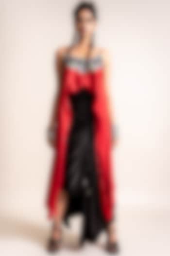 Black Satin Skirt Set by Nupur Kanoi at Pernia's Pop Up Shop