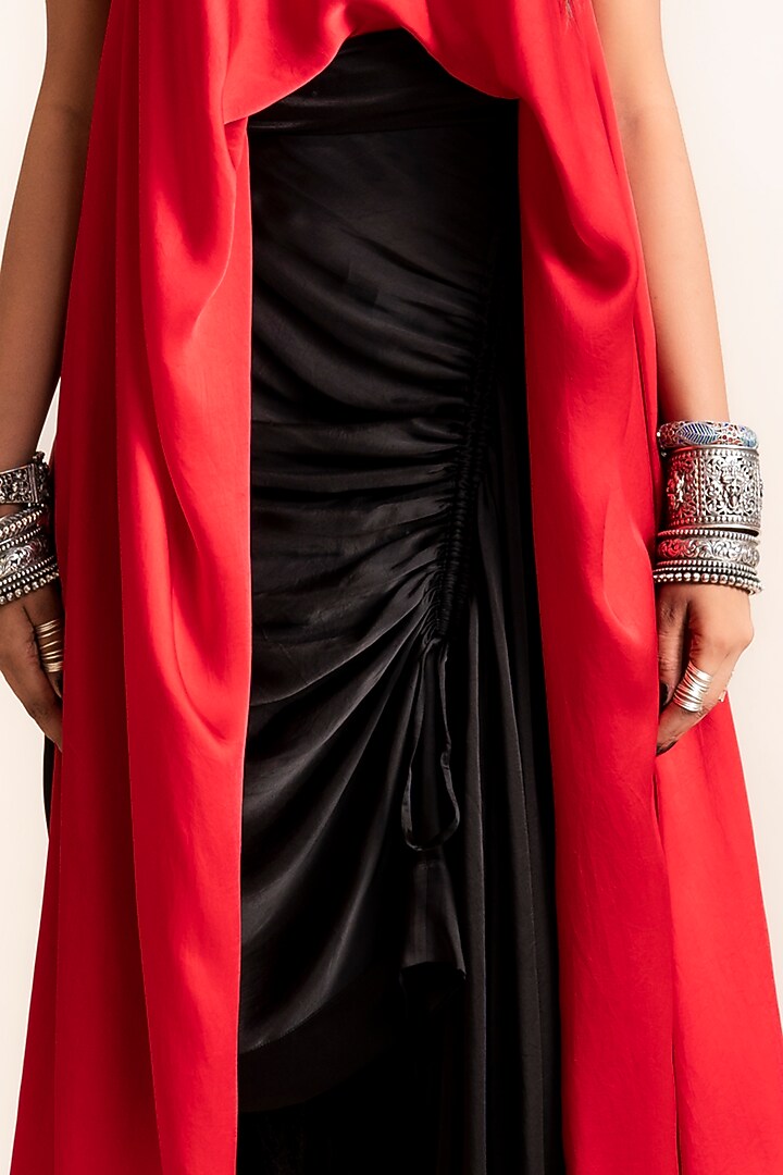 Black Satin Skirt Set by Nupur Kanoi at Pernia's Pop Up Shop