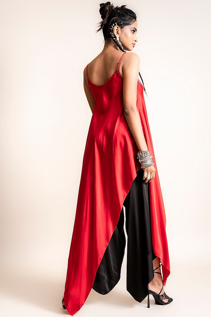 Black Satin Draped Pant Set by Nupur Kanoi at Pernia's Pop Up Shop