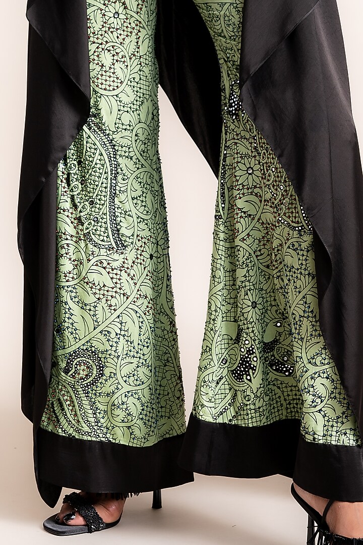 Jade Satin Bell Bottom Pant Set by Nupur Kanoi at Pernia's Pop Up Shop