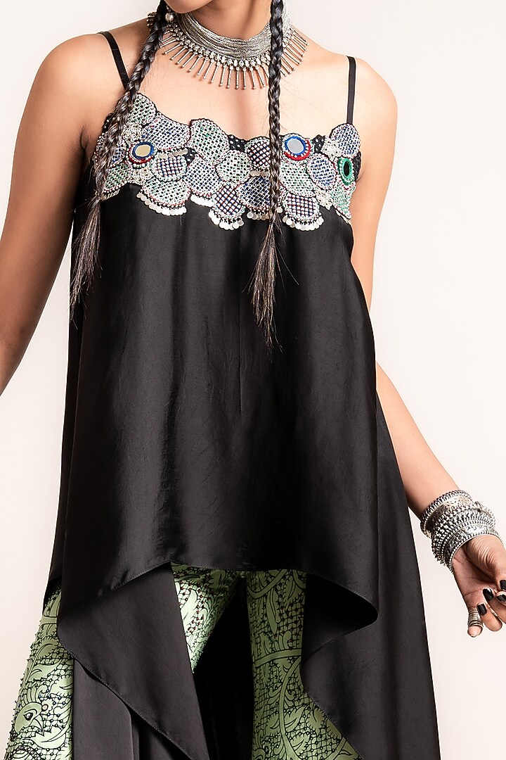 Jade Satin Bell Bottom Pant Set by Nupur Kanoi at Pernia's Pop Up Shop