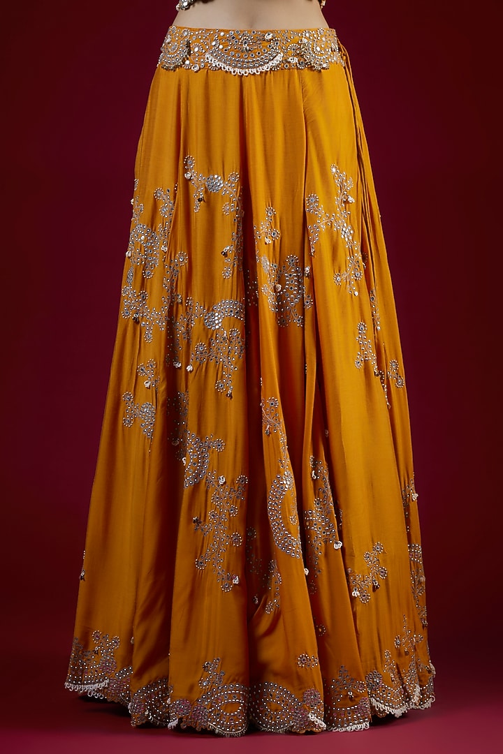 Orange Crepe Skirt Set by Nupur Kanoi at Pernia's Pop Up Shop