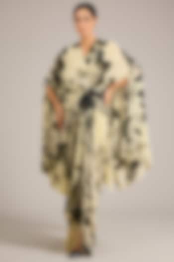 Off-White Crepe Printed Kaftan Cocktail Dress by Nupur Kanoi at Pernia's Pop Up Shop