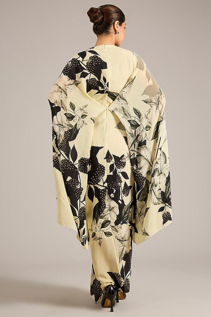 Off-White Crepe Printed Kaftan Cocktail Dress by Nupur Kanoi at Pernia's Pop Up Shop