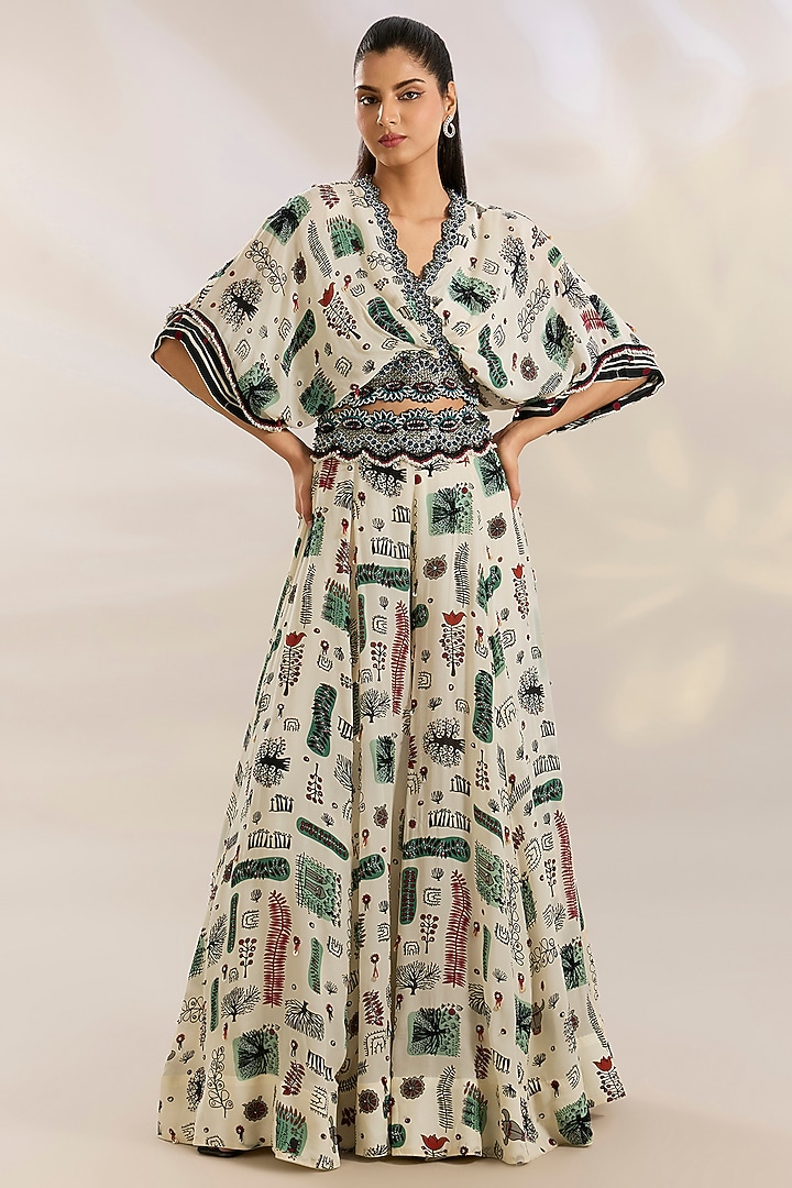 Off-White Crepe Digital Printed Bridal Sharara Set by Nupur Kanoi at Pernia's Pop Up Shop