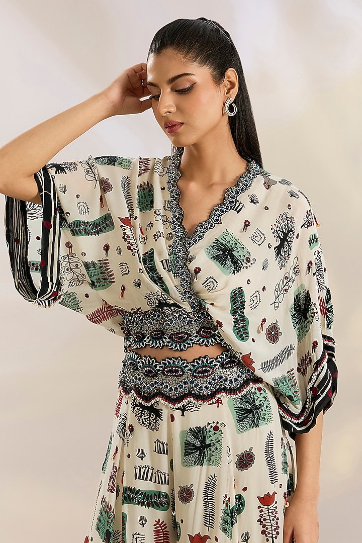 Off-White Crepe Digital Printed Bridal Sharara Set by Nupur Kanoi at Pernia's Pop Up Shop