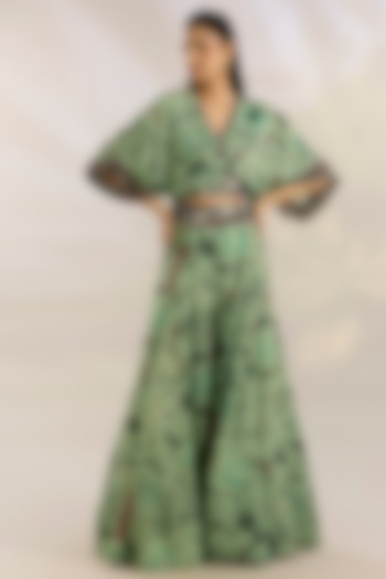 Mint Crepe Digital Printed Bridal Sharara Set by Nupur Kanoi at Pernia's Pop Up Shop