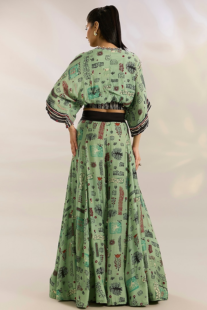 Mint Crepe Digital Printed Bridal Sharara Set by Nupur Kanoi at Pernia's Pop Up Shop