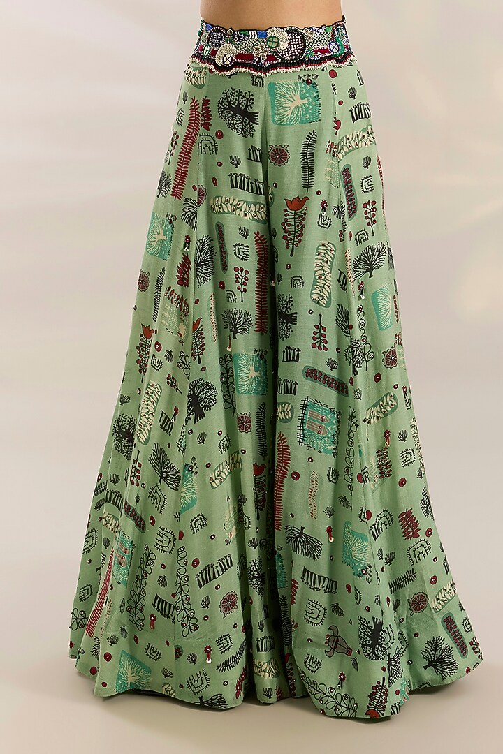 Mint Crepe Digital Printed Bridal Sharara Set by Nupur Kanoi at Pernia's Pop Up Shop