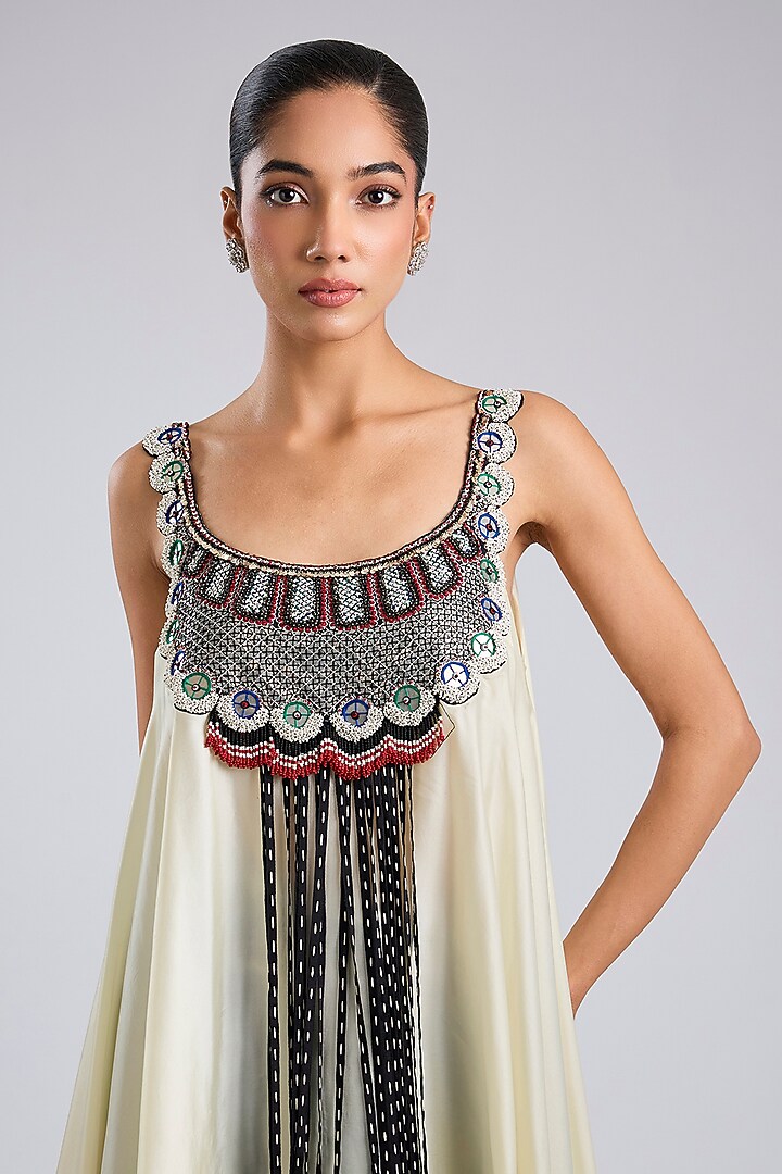 Green Silk Printed Skirt Set by Nupur Kanoi at Pernia's Pop Up Shop