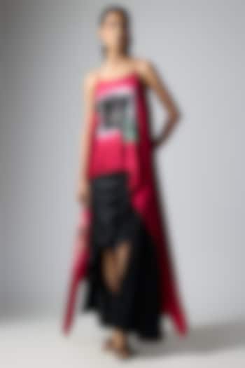 Black Bemberg Satin Skirt Set by Nupur Kanoi at Pernia's Pop Up Shop