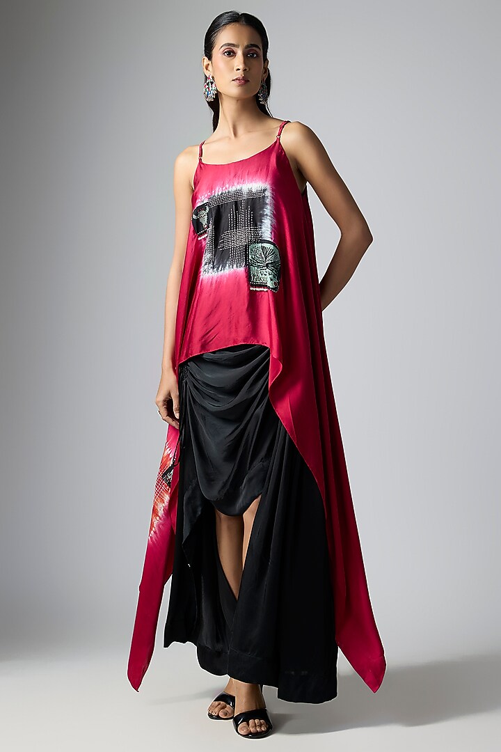 Black Bemberg Satin Skirt Set by Nupur Kanoi at Pernia's Pop Up Shop