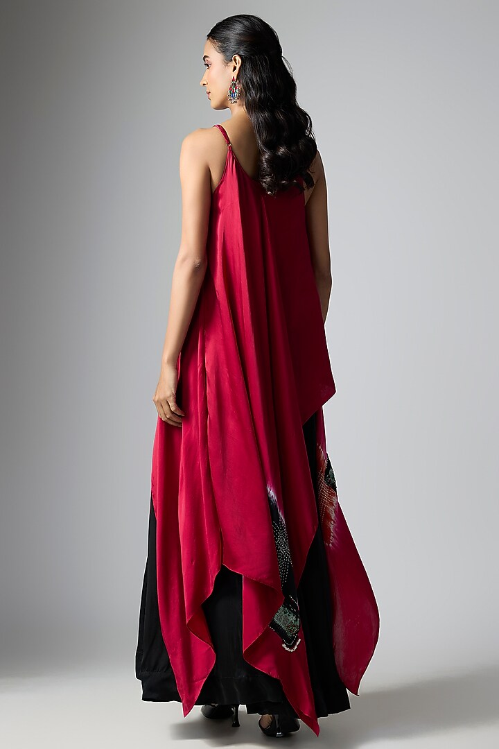 Black Bemberg Satin Skirt Set by Nupur Kanoi at Pernia's Pop Up Shop