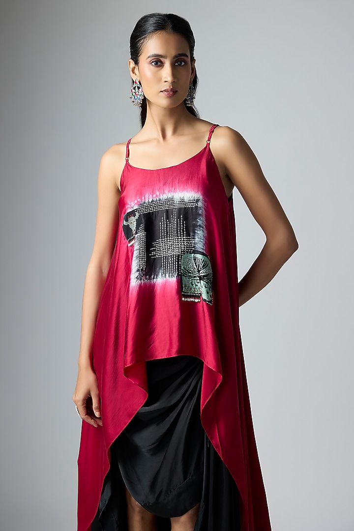 Black Bemberg Satin Skirt Set by Nupur Kanoi at Pernia's Pop Up Shop