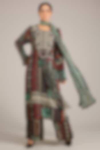 Black Crepe Printed Kurta Set by Nupur Kanoi at Pernia's Pop Up Shop