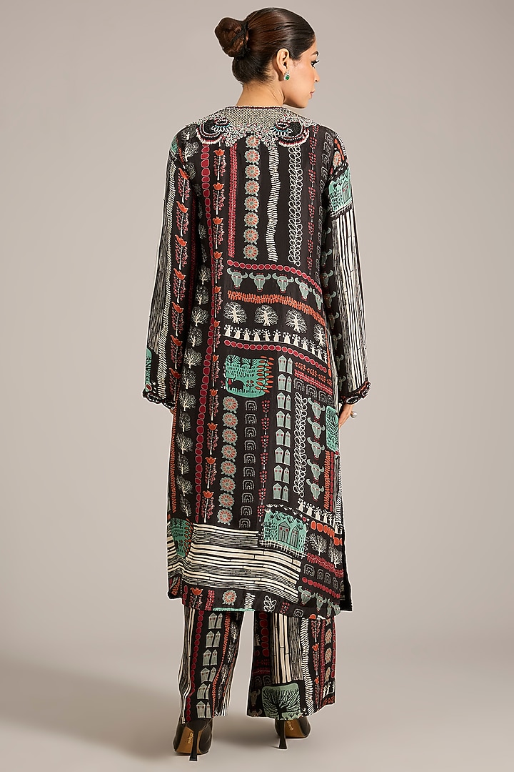 Black Crepe Printed Kurta Set by Nupur Kanoi at Pernia's Pop Up Shop